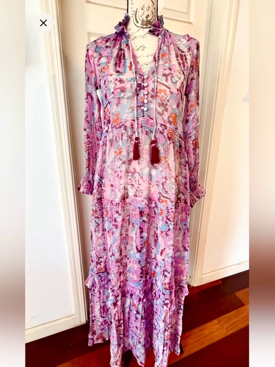 Anthropologie Dresses & Skirts - Anthropologie Marais Printed Chiffon Pink Lavender Maxi Dress 1X